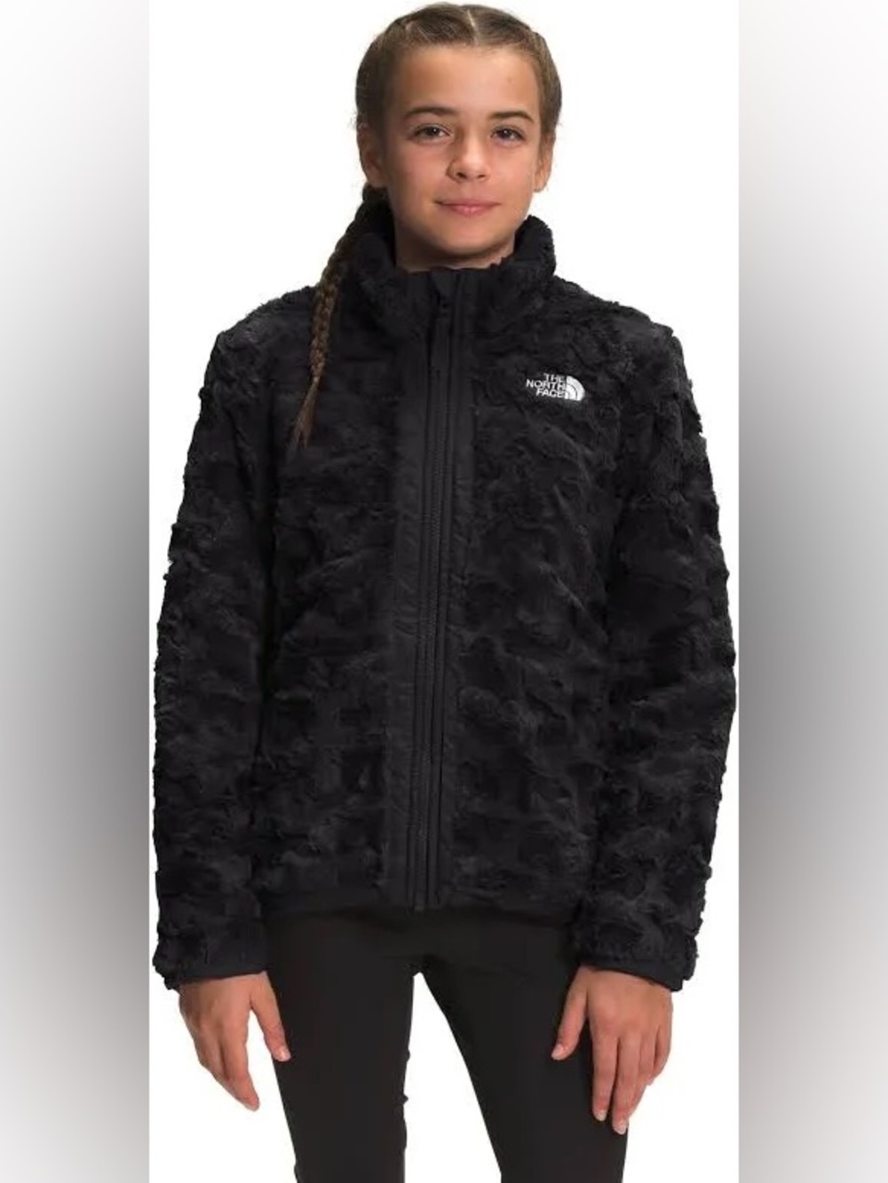 NWT THE NORTH FACE Girls' Reversible Mossbud Swirl Jacket | Black $109 M(10-12)